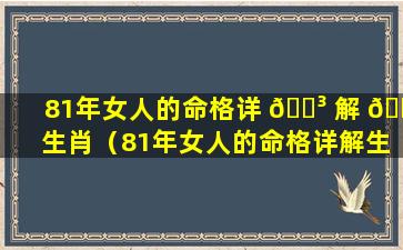 81年女人的命格详 🌳 解 🐈 生肖（81年女人的命格详解生肖属什么）